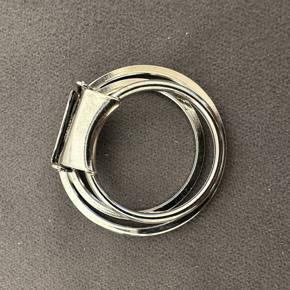 Vintage Silver-tone Scarf Clip Round Circles - Picture 2 of 4